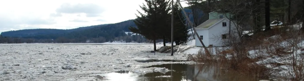 Ice jam in river