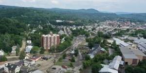 An aerial view of Barre after the flood